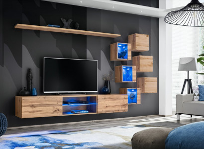 Braun Wohnwand Wohnzimmermöbel Wand Schrank Luxus Set Neu Holzmöbel